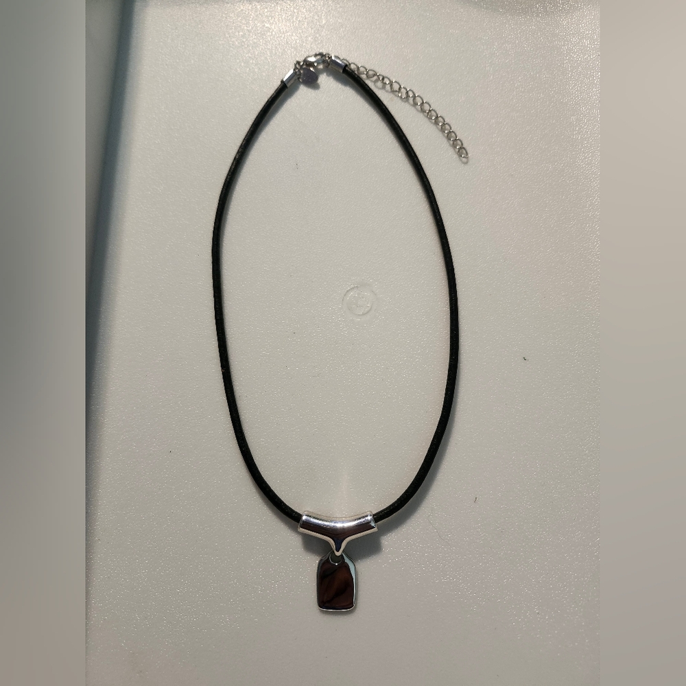 LIA SOPHIA Leather Black and Silver Necklace